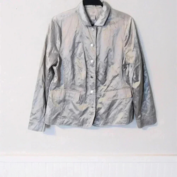 Chico's Textured Metallic Gray Jacket Size 1 NWT - Picture 4 of 6